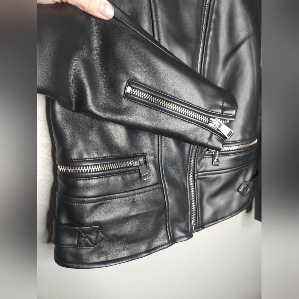 Zara Faux Leather Biker Jacket Motto Jacket View 5